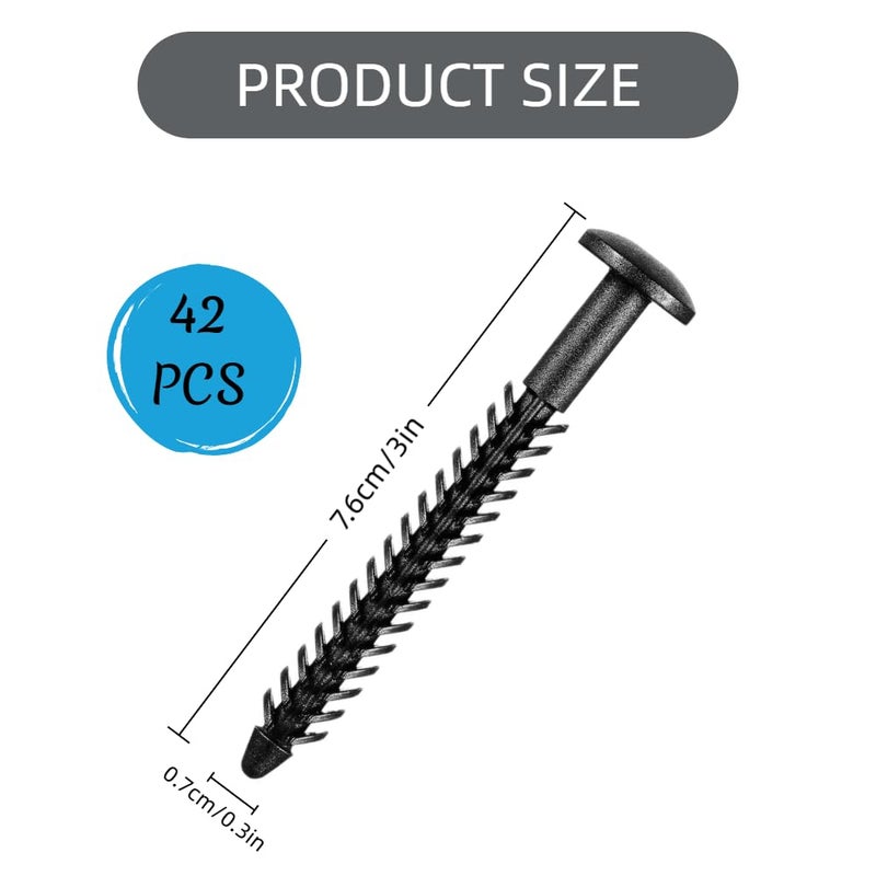 Laoha 42Pcs 3 Inch Black Vinyl Shutter Fasteners, Heavy Duty Universal Window Shutter Anchors Lok Pegs with Spikes for Panels on Brick Siding Stucco - Image 2